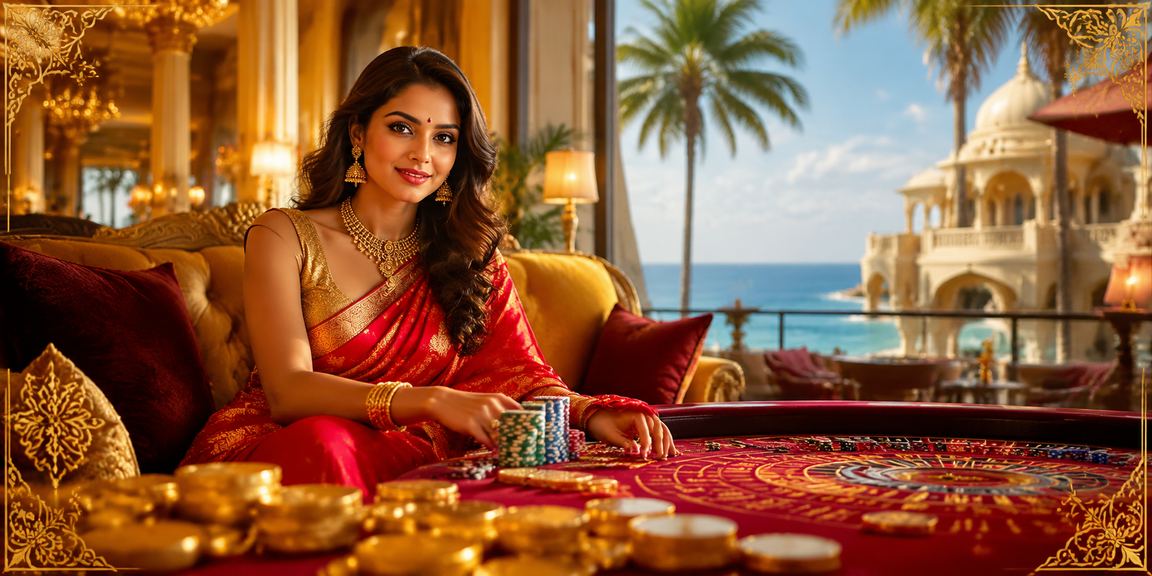 Female Indian football fan placing online bet on e77