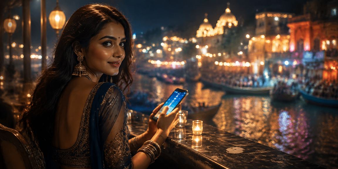 Indian mobile user paying with UPI on e77 platform