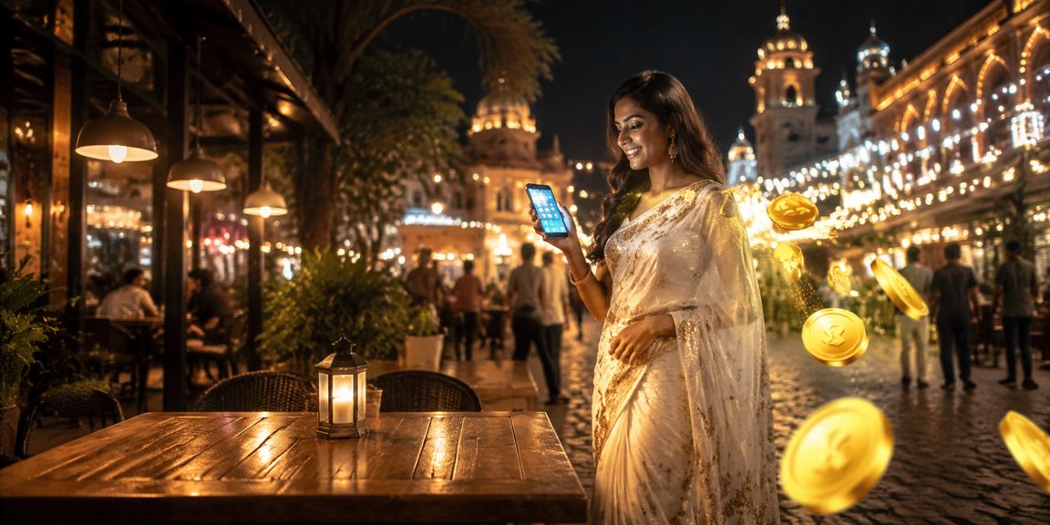 Indian woman betting on sports using mobile app